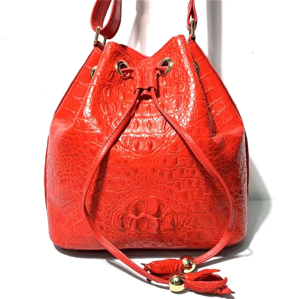 hongsen crocodile bag female Single shoulder Bucket fashion Women's single shoulder women Travel