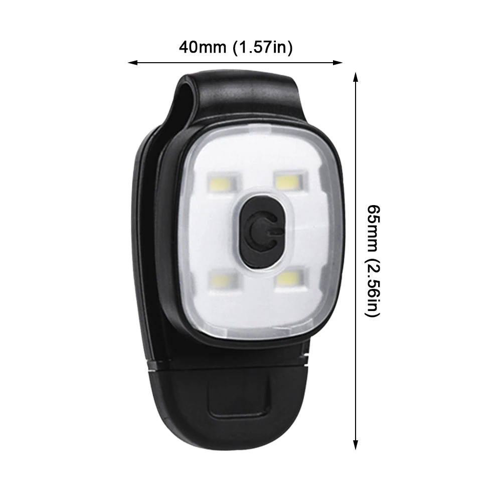 LED Clip Flashlight 3 Lighting Mode USB Rechargeable Clip-On Lamp IPX4 Waterproof Safety Warning Light for Night Running Fishing