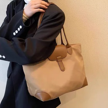 Borsa tote Oxford da donna di grande capacità per pendolarismo e lavoro, design minimalista durevole con chiusura a cerniera, tracolla fissa