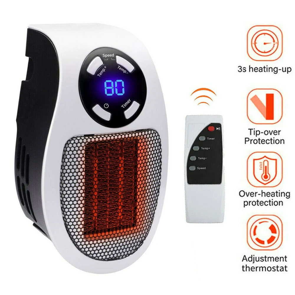 PortableElectricHeaterPluginWallHeaterRoomHeatingStoveHouseholdRadiatorRemoteWarmer
