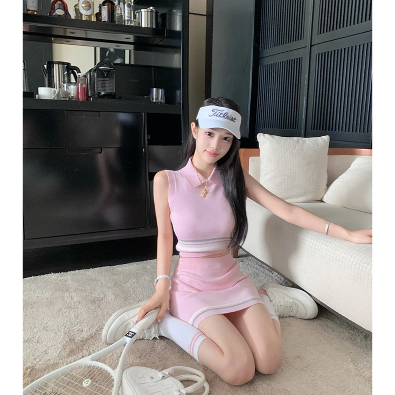 Golf Women's New Summer Sleeveless Knitted Top Quick Drying High Quality Fashion Versatile Short Skirt Outdoor Leisure Sports