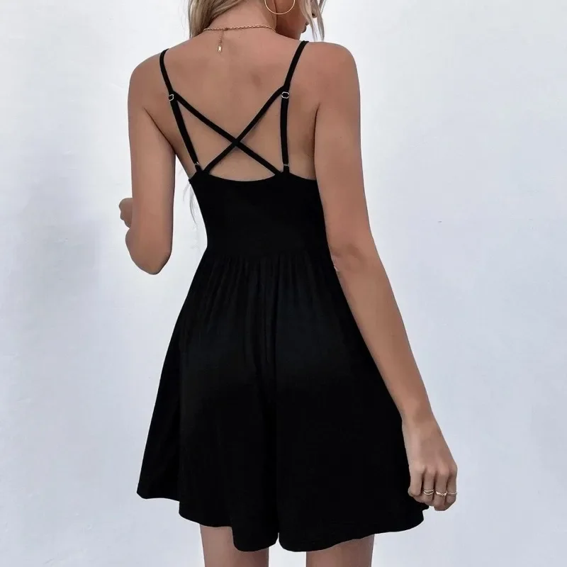 Fashionable Women's Clothing 2024 Collection Waist Wide Truffle Back Pocket Knitted Suspender Jumpsuit Shorts Street Wear YSQ09