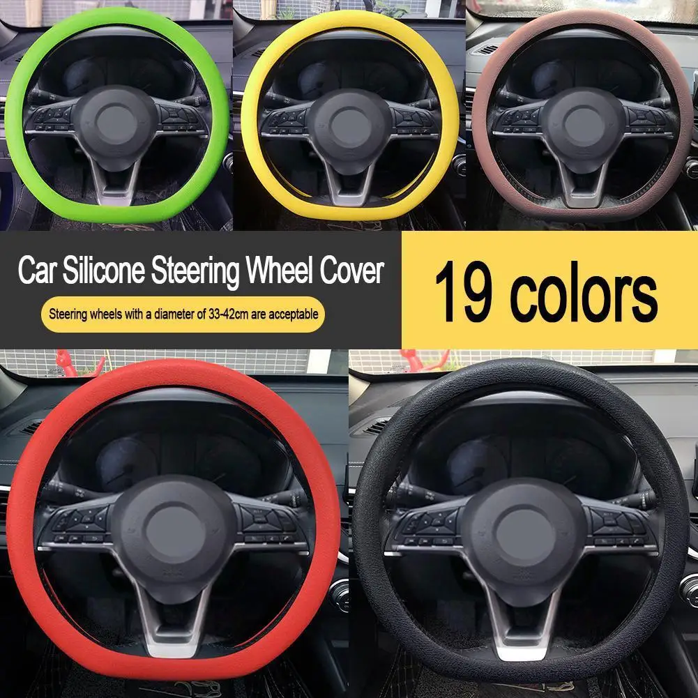 

Car Universal Silicone Steering Wheel Elastic Glove Texture Multi Color Accessories Soft Cover DIY Covers Auto Decoration