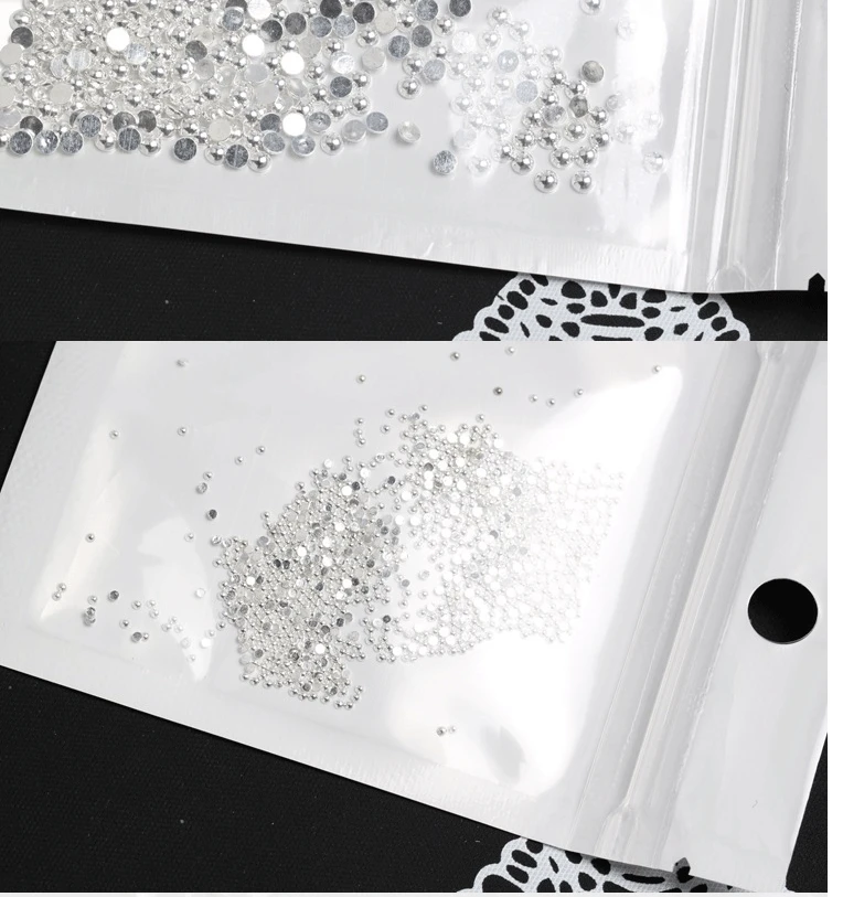 100 Stück Punk Silber Perlen Perlen Nail Art Charms 3D halbrund Flatback Nagel Strass Maniküre Tipps Handwerk Nail Art Dekoration – Detail 6