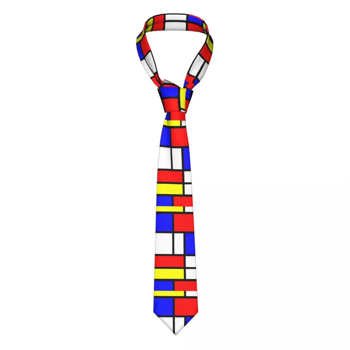 

Галстук Mondrian в ретро стиле унисекс, шейный платок 8 см с абстрактным геометрическим рисунком для мужчин, Шелковые Широкие Костюмные аксессуары, реквизит для косплея