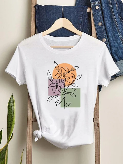 Watercolor Flower Floral Trend Graphic T Shirt Top Casual Clothing