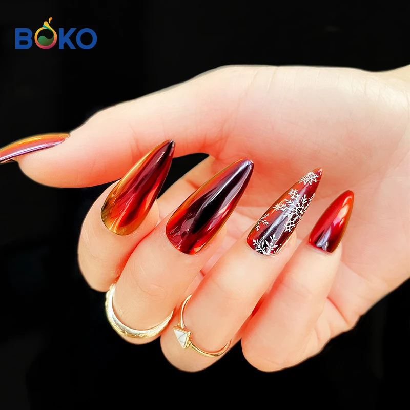 Hot Sale BOKO 0.2g/pc New Magic Chameleon Black Hole to Red Pigment Mirror Nails Chrome Powder For Art Decoration