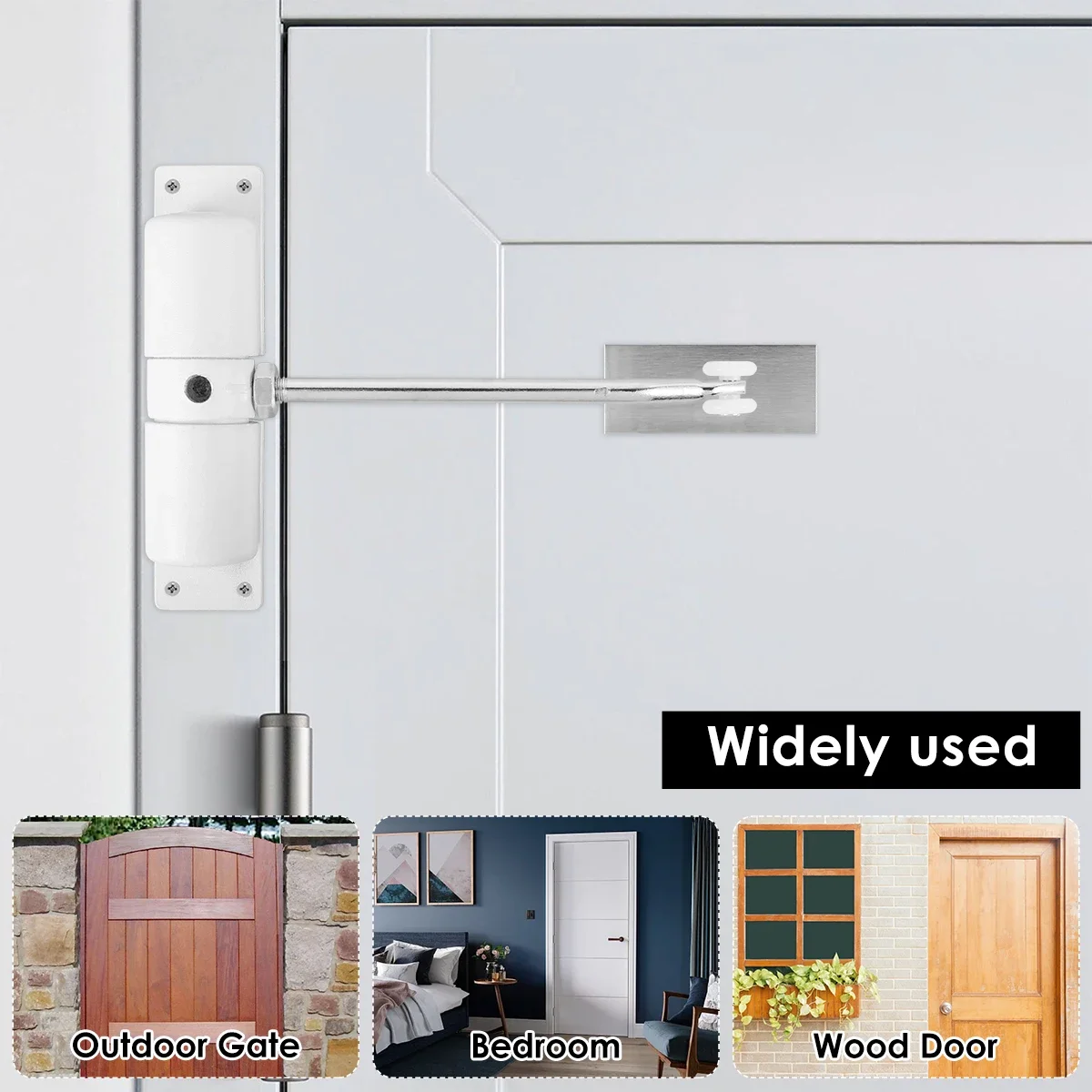 Automatic Door Closer Metal Safety Spring Door Closer Spring Adjustable Durable Convert Hinged to Self-Closing door closer