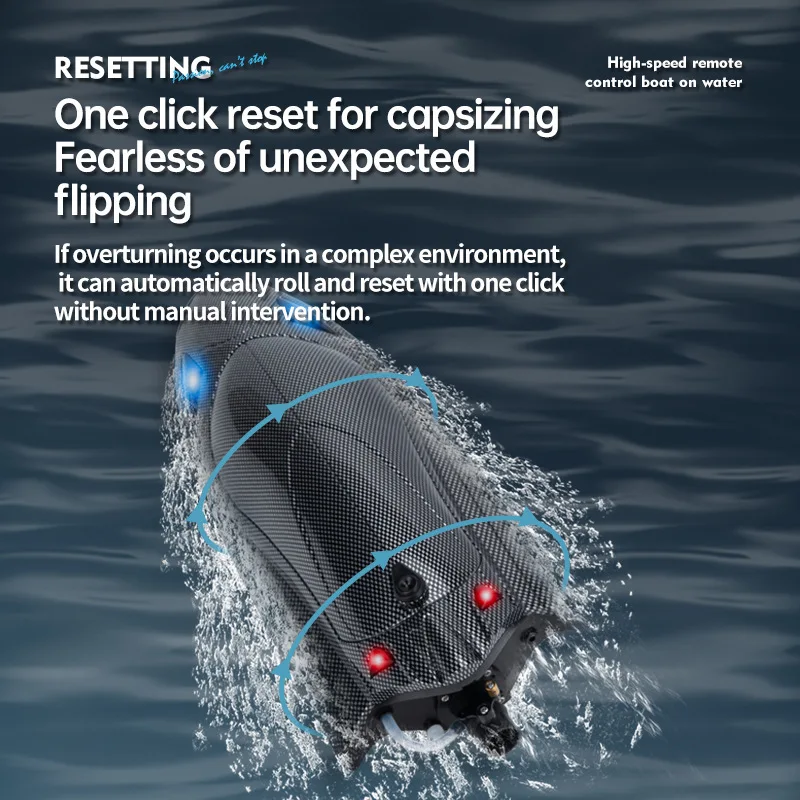 Bateau télécommandé étanche et Rechargeable à grande vitesse Rc, 25 Km/h, jouet de bateau d'eau télécommandé à grande vitesse pour course d'eau – Image 5