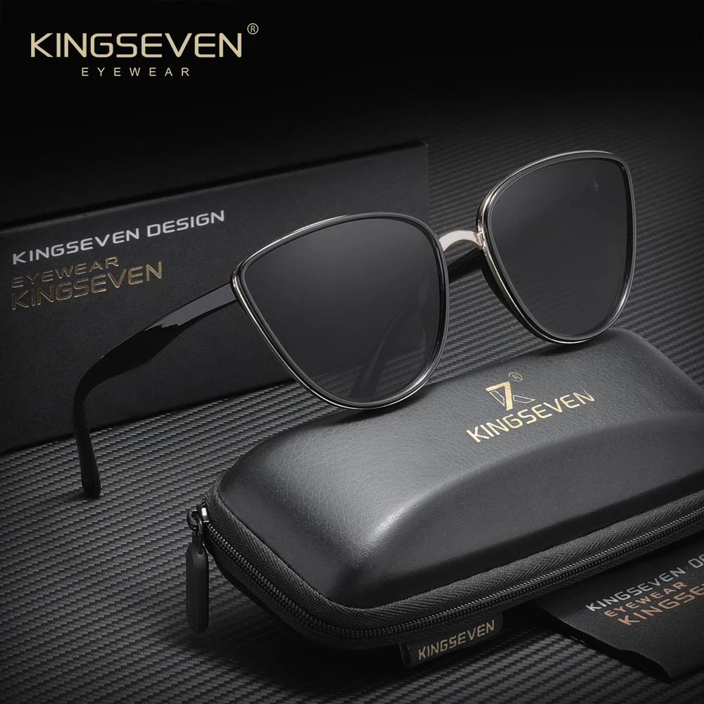 KINGSEVEN Trendy Cat Eye Women's Sunglasses Travel Driving Party Outdoor Large Frame Anti-Glare UV400 Fashion Eyewear