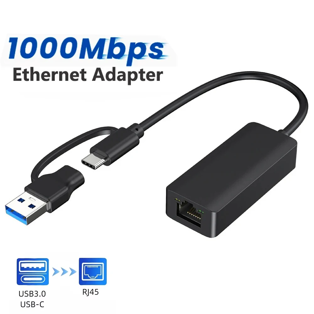 Ethernet Adapter USB Type C 1000Mbps USB 3.0 RJ45 Network Card For MacBook PC Windows XP 7 8 10 Android