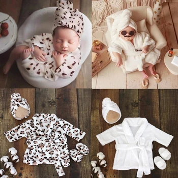 Neonato Outfit accappatoio copricapo peluche accappatoio asciugamano neonato Costume Photostudio vestito in posa neonati doccia
