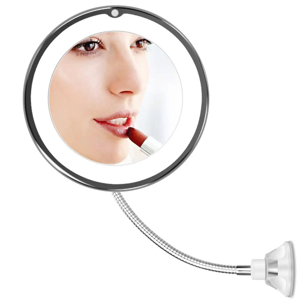 Miroir Grossissant LED My Flexible Mirror | Ventouse | Rotation 360° | 17,5 Cm | Parfait Maquillage, Rasage
