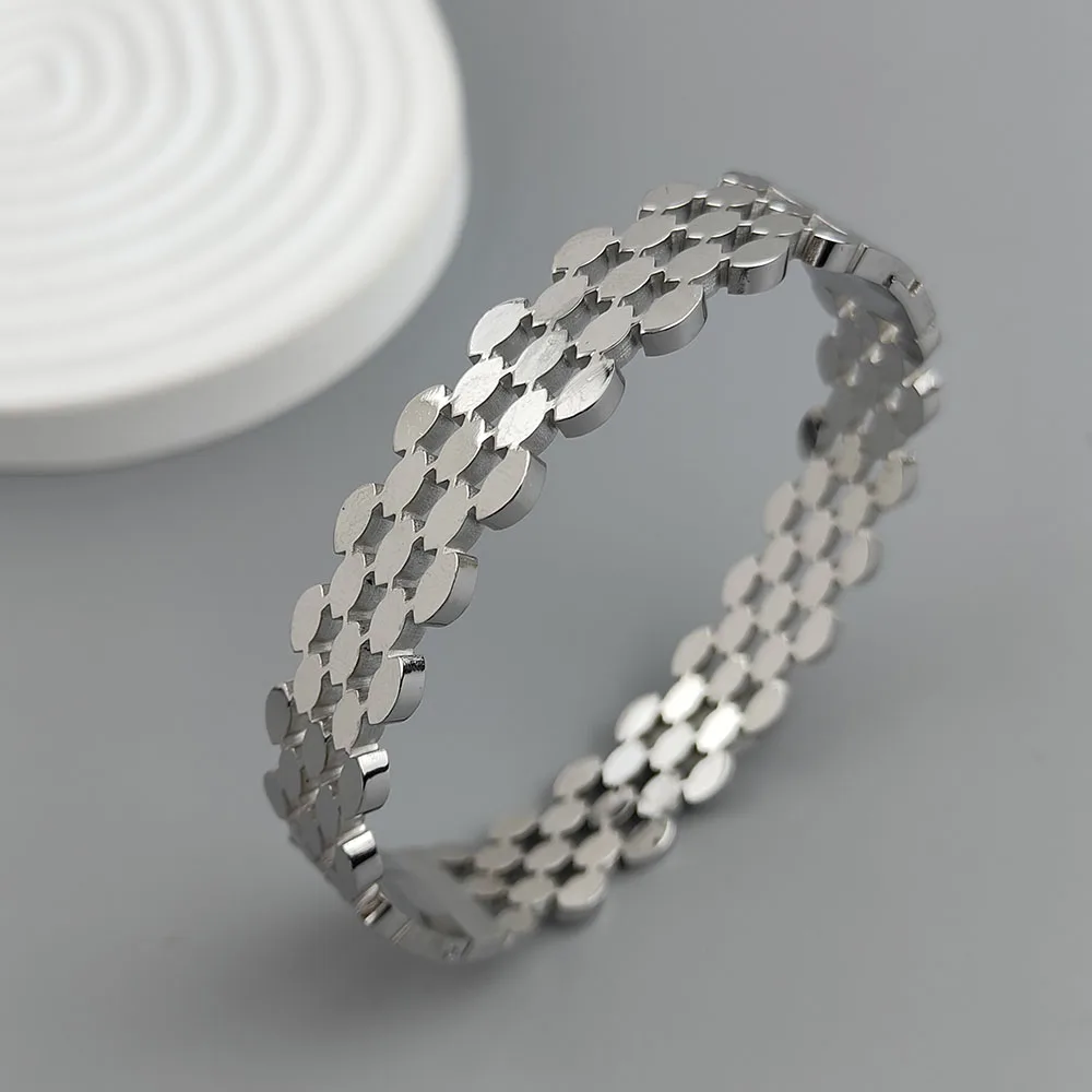 Bangle Bracelet Stainless Steel Bracelet honeycomb hollow gold-plated stainless steel bracelet waterproof silver bracelet couple jewelry