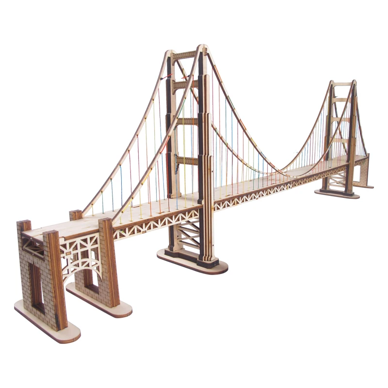 

Diy Wooden Puzzle Hand Assembled Suspension Bridge Model San Francisco Characteristic Landmark Golden Gate Bridge