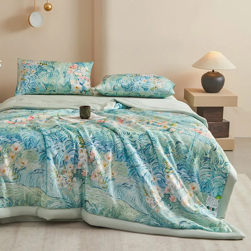 1pc Skin-friendly Quilts Soft Duvet Single/Double/Queen Size Comforter Quilted Blanket Home Bedspread 여름이불 (No Pillowcase)