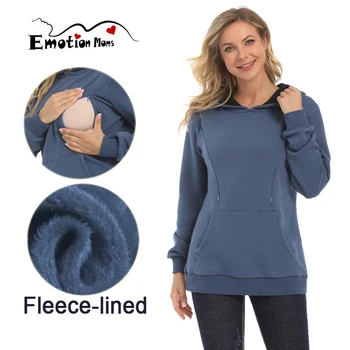 Maternity Hoodied Sweater Winter thermal Fabric Long Sleeve Breastfeeding Jumpers Nursing Wear Lactation Clothes