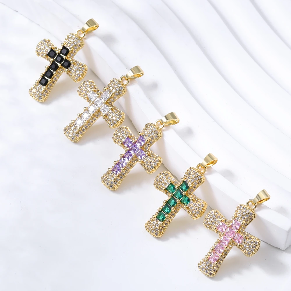 Juya handgemachte 18 Karat echt vergoldet Zirkonia Liebe Herz Christian Kreuz Charms für DIY religiösen Anhänger Schmuck herstellung – Detail 12