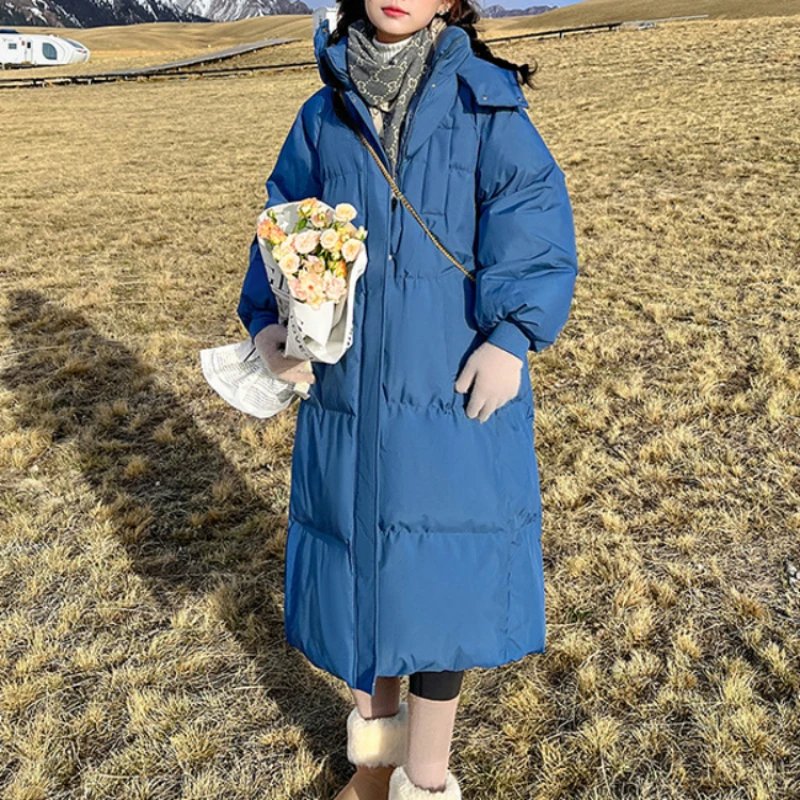 

Хлопковые женские толстые длинные парки на молнии осенние черные пальто с высокой талией макси куртки с карманами пальто Элегантные корейские теплые зимние 2023