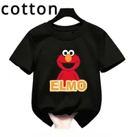 Summer Tops Cotton Cute Cartoon Kids T-Shirts Short Sleeve Tops Sesame Street Design Print Boys Girls Funny Children Tshirt 2