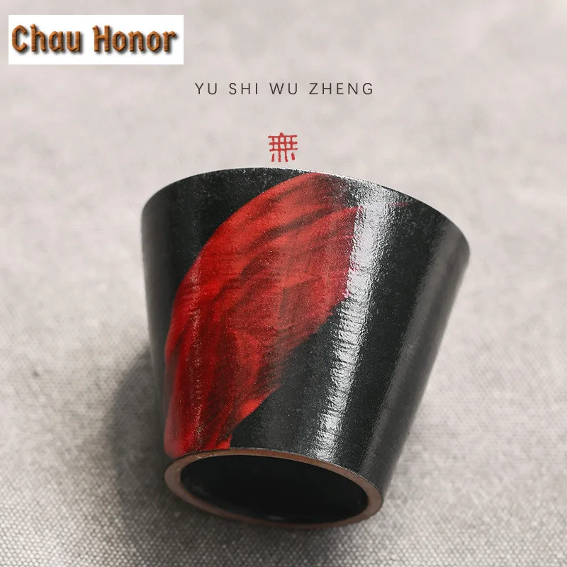 200ML Hand-painted Lacquered Red Pig Mouth Cola Mug Bubble Teacup Cold Hot Water Jug Hand Warmer Mug Office Water Cup Drinkware