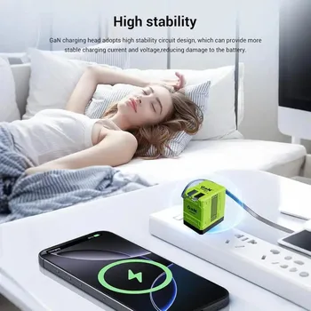 （2PCS）W&O 4-in-1 GaN 120W Fast Charger Retractable USB-C & Lightning Cable Folding Adapter iPhone 16 iPad MacBook Multi-Device 2