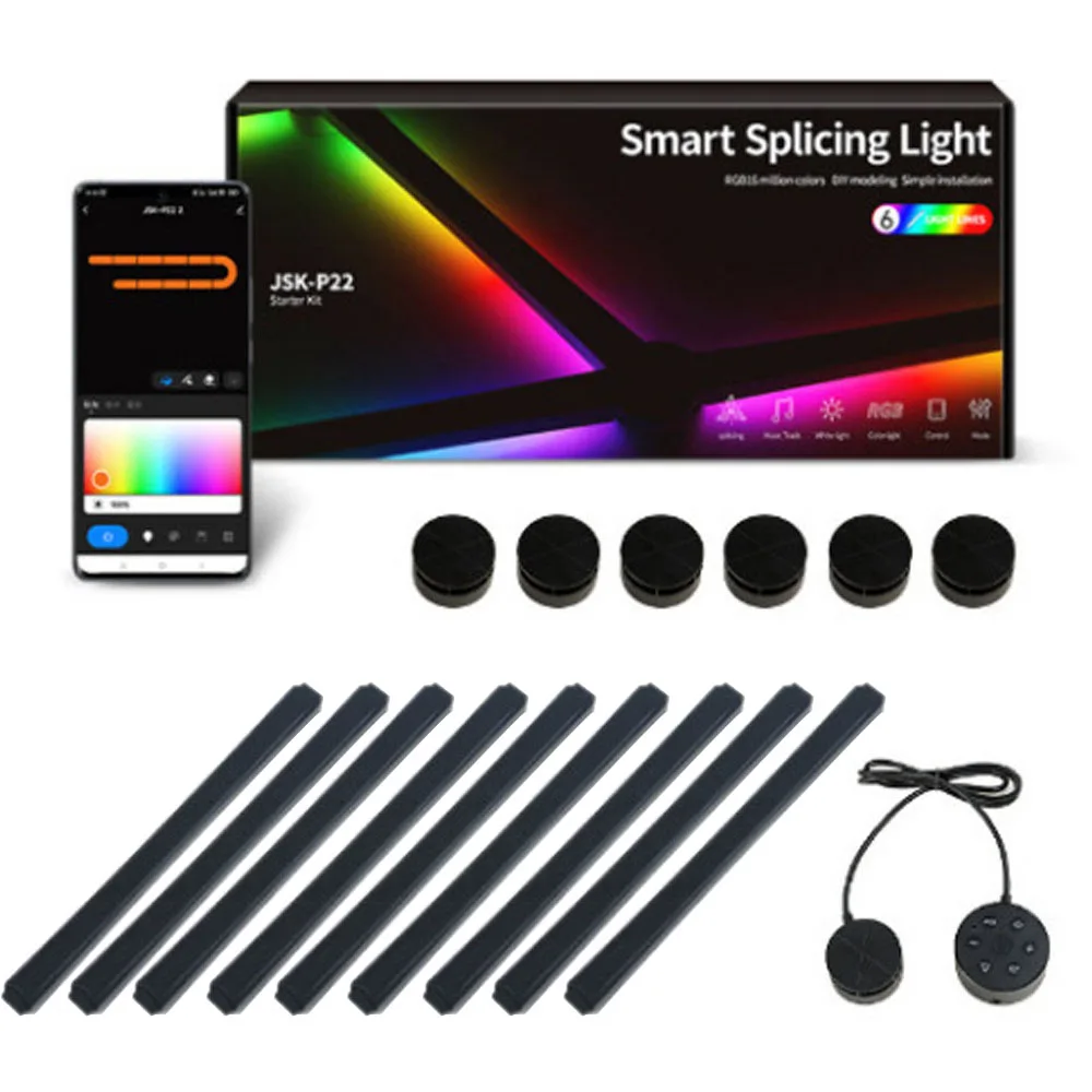 USB 스마트 스플라이싱 RGB LED 야간 조명, DIY 실내 벽 장식, 분위기 벽 램프, 크리에이티브 사운드 픽업 LED 양자 조명, 5V