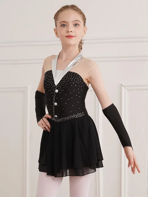 Hansber Robe De Patinage Artistique Pour Fille - Costume De Danse