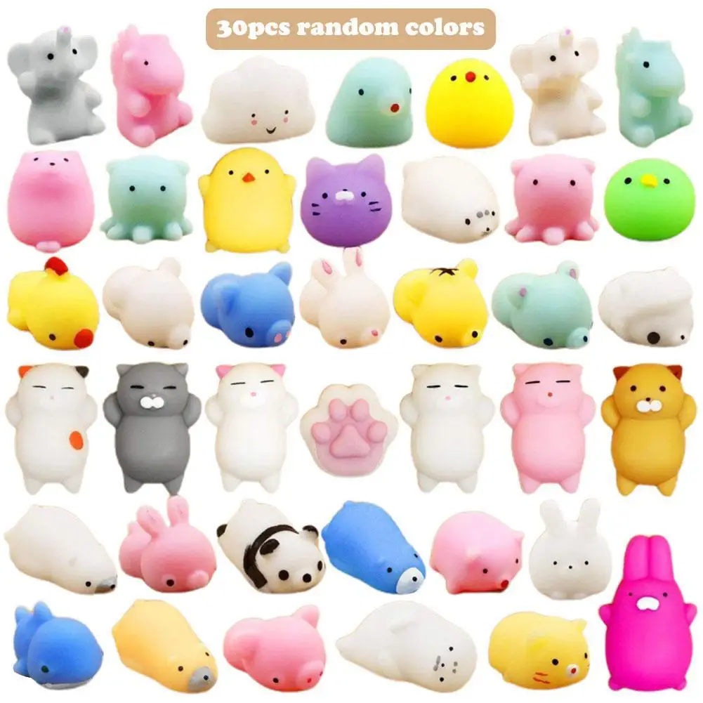 

30PCS Kawaii Squishies Mochi Anima Toys For Kids Antistress Ball Squeeze Party Favors Stress Relief Toys Birthday Gifts