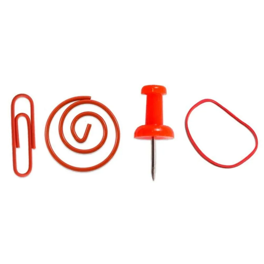 Red Office Supply Assortment 4 Piece Set