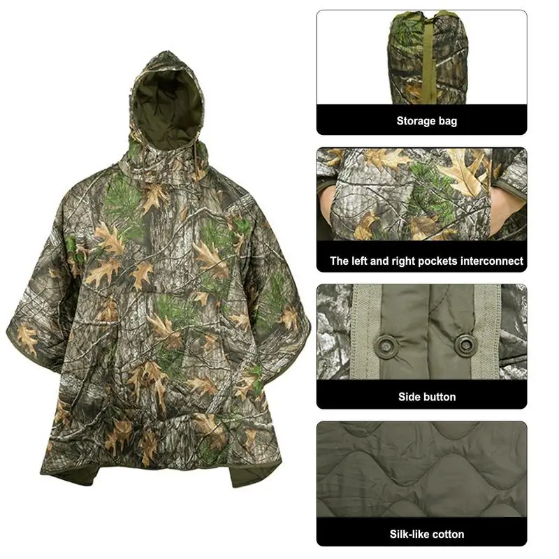 Camping Cape Sleeping Bag Wearable Cloak Blanket Outdoor Sports Poncho Winter