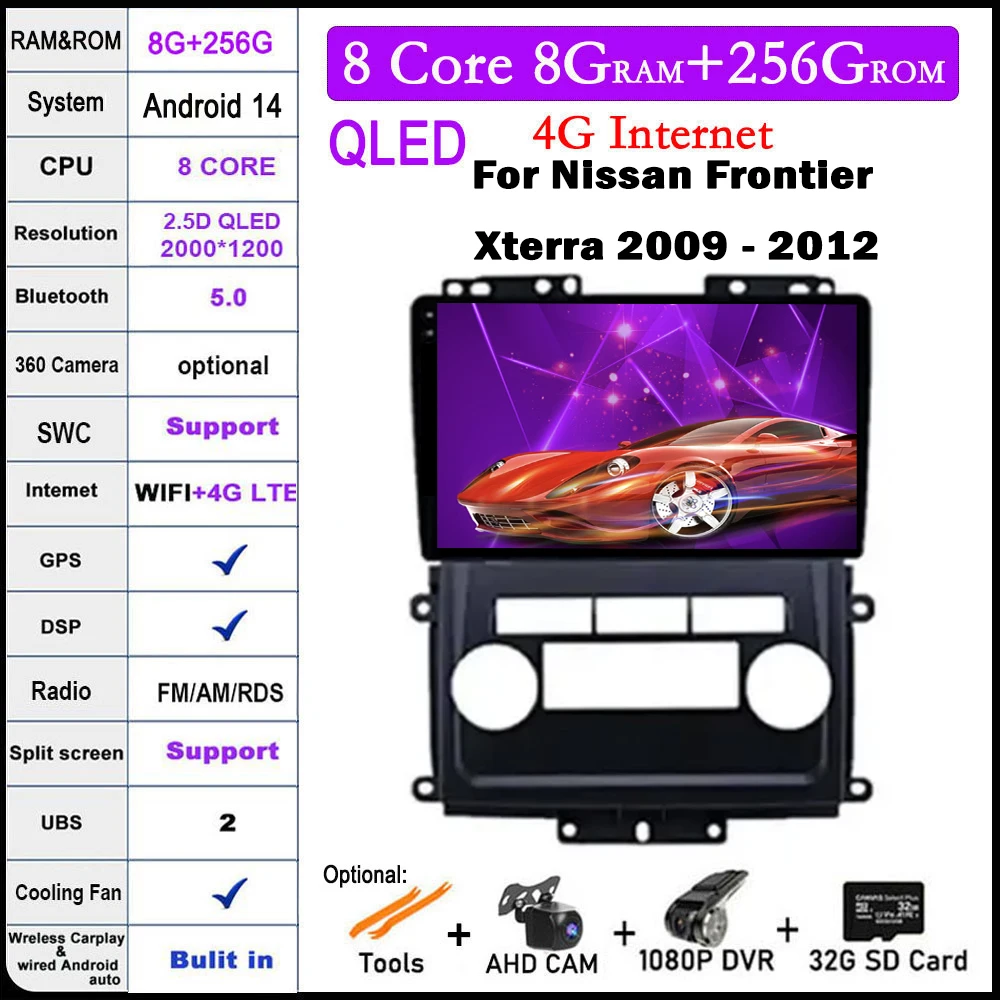 

Android 14 For Nissan Frontier Xterra 2009 - 2012 Car Auto Carplay Radio Stereo Multimedia Player GPS Navigation Video