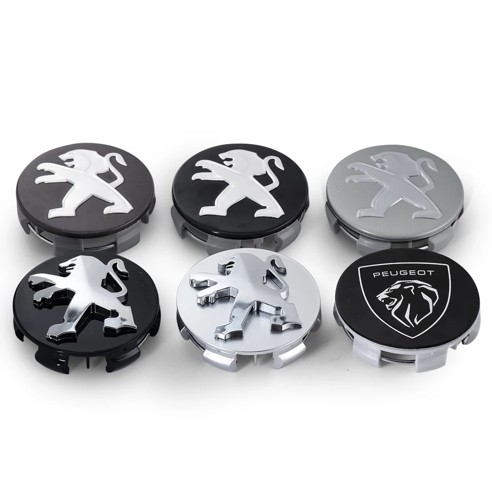 60mm Car Wheel Center Hub Caps Badge Covers Decor Accessories Tools For Peugeot 206 207 208 306 307 308 406 407 408 508 2008 4cs