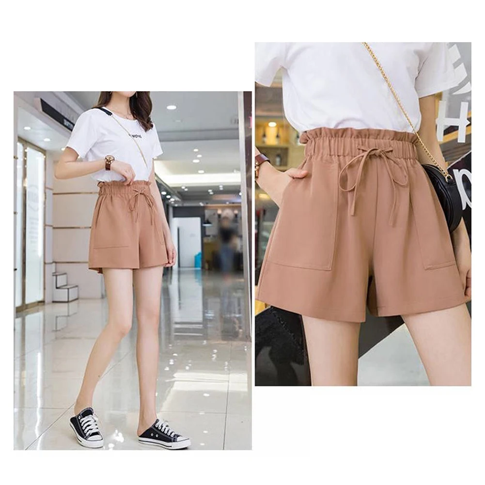 

Women\\'s Summer Skirt Shorts Korean Style Fashion New High Waist Ice Silk Loose Bottoms Sports Casual Thin Wide Leg Shorts
