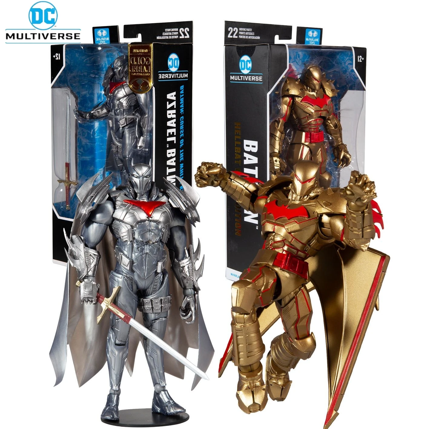 

2024 New McFarlane DC Gold Heavy Armor Batman Silver Angel of Death 7 inch Hands-on Doll Gift for Children