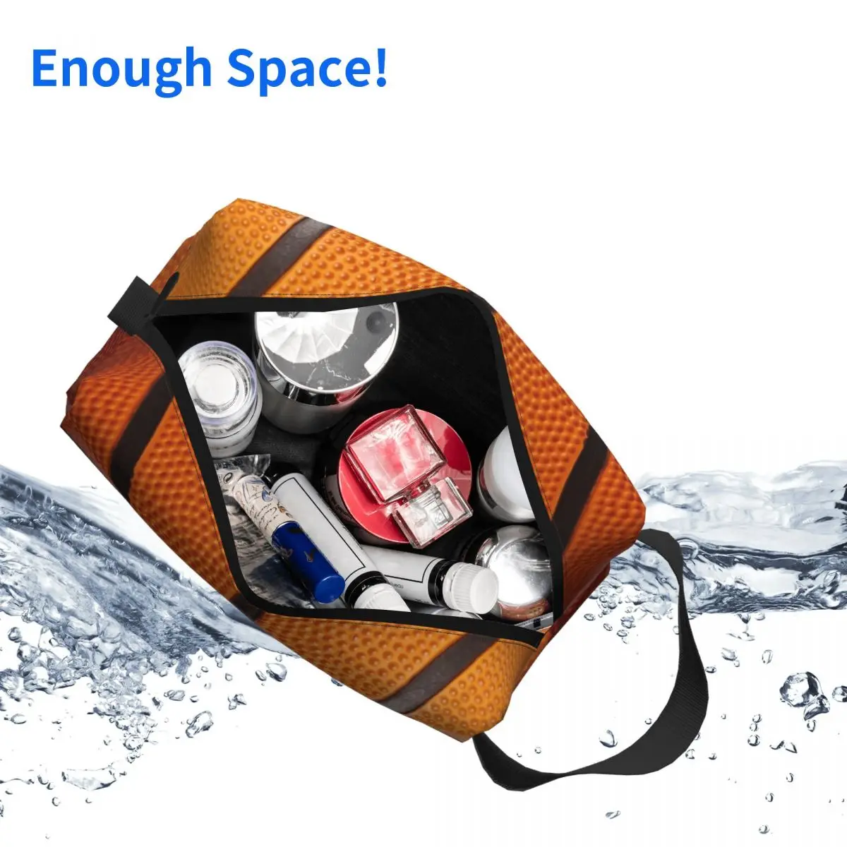 Custom Basketball Pattern Toiletry Bag Women Sport Cosmetic Makeup Organizer Ladies Beauty Storage Dopp Kit Box 5