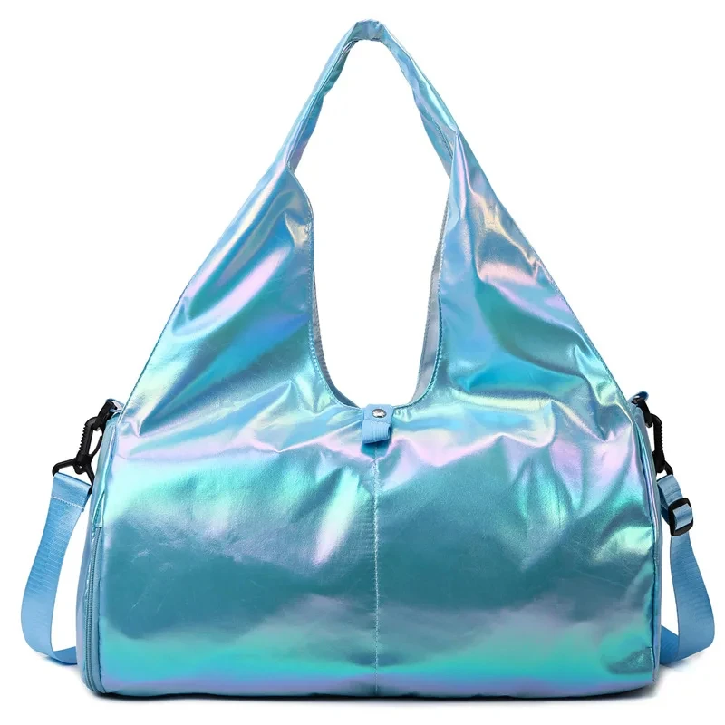 Women Sports Handbag Yoga Fitness Training Bag Fashion Laser Tote Bags Shiny Duffle Handbags Lightweight Carry On Shoulder Pack 6