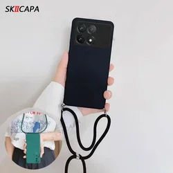 Stylish Crossbody Necklace Lanyard Case with Camera Protection and Soft Silicone TPU Cover for moto G96 (Black)