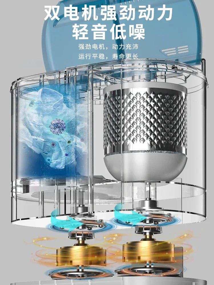 220V German VCJ Twin Tub Mini Semi Automatic Washing Machine with Spin Dryer for Home Use AD