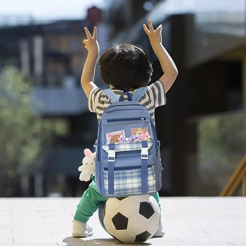 여아용 귀여운 배낭 세트, 학교 가방 세트, 토끼 펜던트, 책, 펜, 간식 장난감, 물