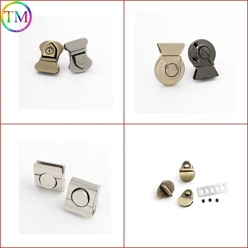 10 Pieces Metal Mortise Lock Clasp Turn Twist Locks Bag Purse Handbag Closure Snap Buckles DIY Hardware Bag Lock Accessories