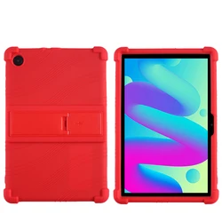Durable Silicone Tablet Case with Kickstand - Shockproof Protective Cover for TCL Tab 10 HD 2022 (Red)