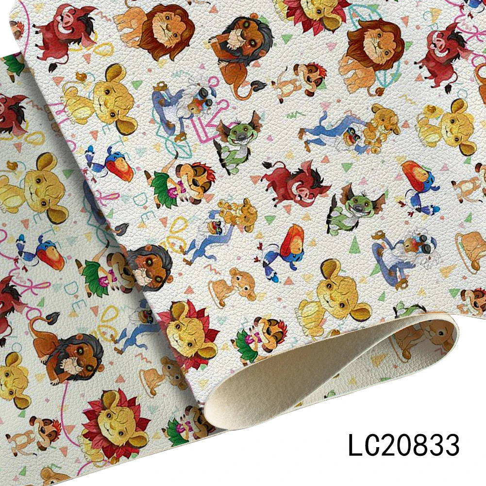 

Disney The Lion King A4 Synthetic Faux Leather Sheet 22*30CM Lychee Cross Printed for DIY Hair Bow and Earrings Craft Supplies