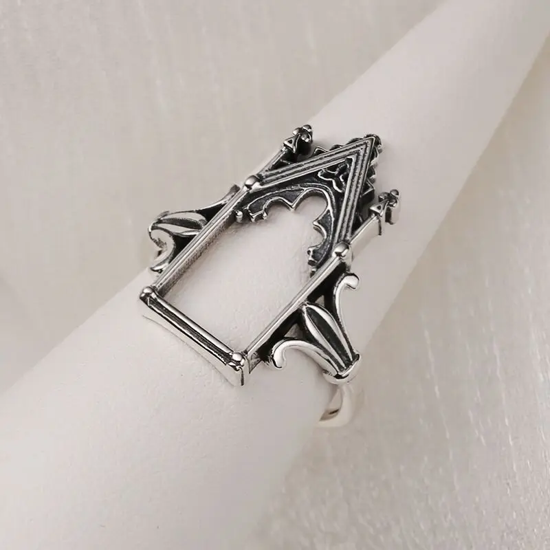 925 Sterling Silver Castle ​Adjustable Rings For Women Engagement Wedding Luxury Jewelry Wholesale