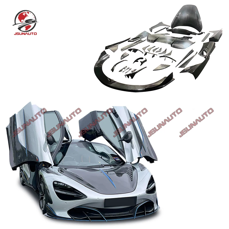 Front Bumper Diffuser For Mclaren 720S 2017-2021 Carbon Fiber Body Kit Side Skirts Fender Top Style Rear Lip Spoiler For 720S