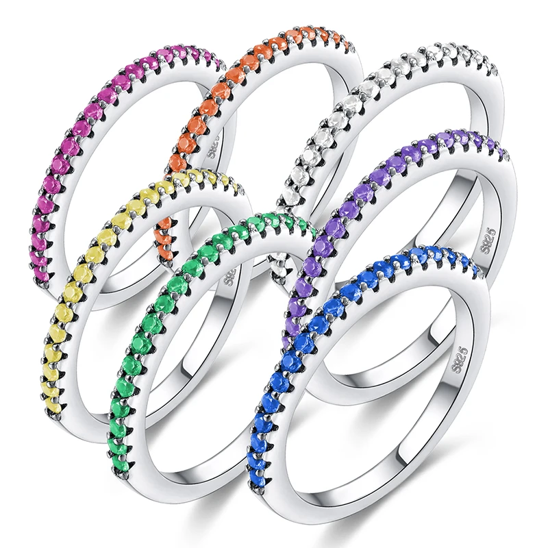 Colorful Simple Luxury Zirconia Engagement Ring Silver Color Crystal Wedding Rings Women Party Jewelry Anillos