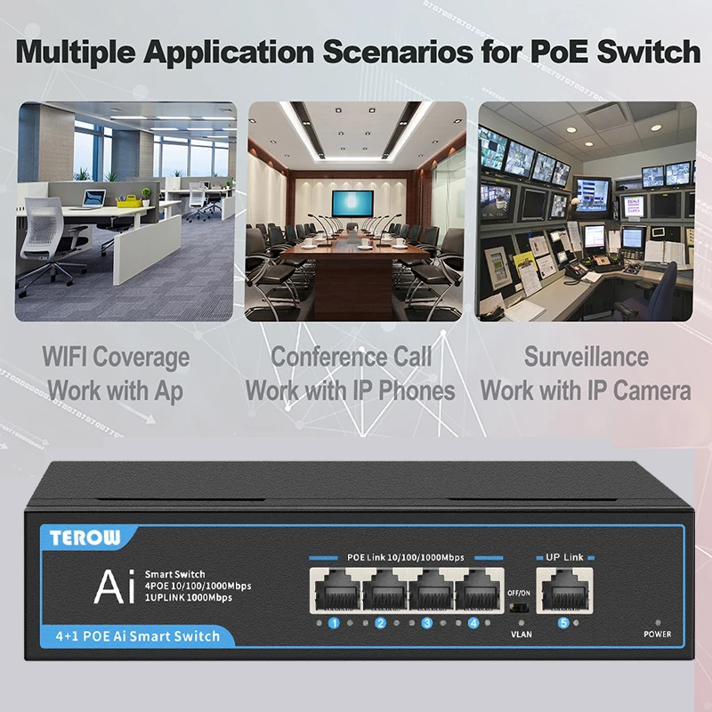 Gigabit Ethernet Lan Switch de Rede Hub Desktop para ap Cctv Câmera ip Wi-fi Plug And Play Portas 1000mbps - Imagem 5