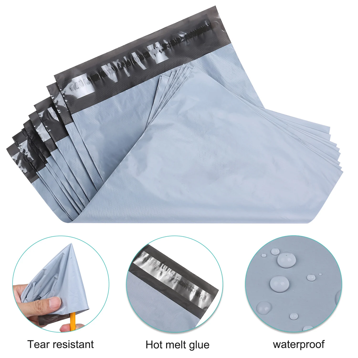 Sachets D’expédition Gris – Poly, Autocollants, Solides – Pour Colis Postaux