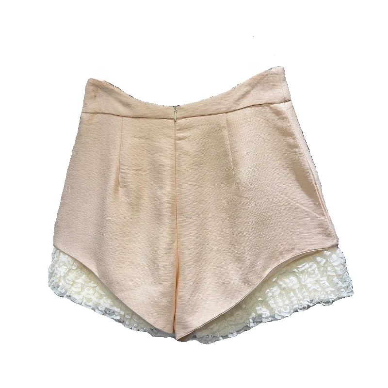 Patchwork Shorts for Women 2024 Spring/Summer New Classic Style Lace Hem Elegant Socialite Short Shorts Casual Outfits