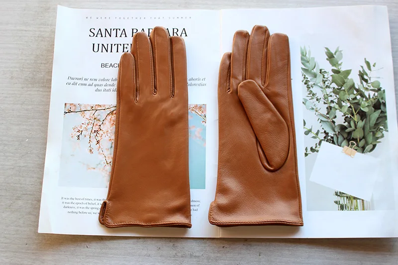Summer Driving Thin Sheepskin Leather Gloves Women's Touch Screen Single Unlined Straight Style Motorcycle Riding Gloves